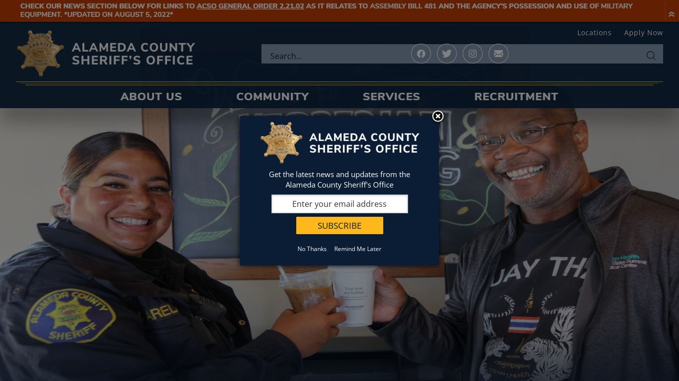 Alameda County Sheriff's Office, CA | Home